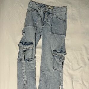 Denim Blue Women's Cargo Jeans